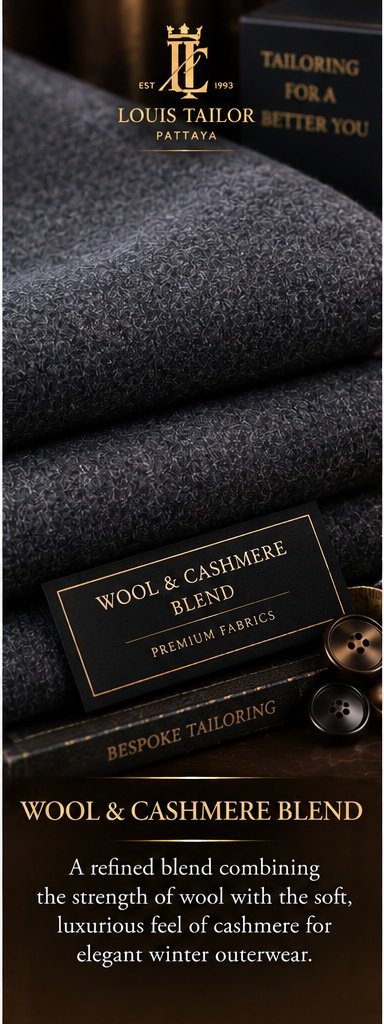 Wool Cashmere Blend Winter Coat Fabric - Louis Tailor Pattaya