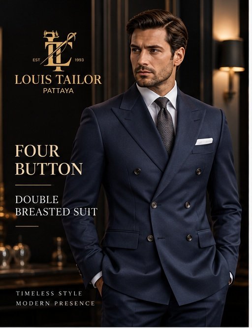 Four button double breasted suit in Pattaya