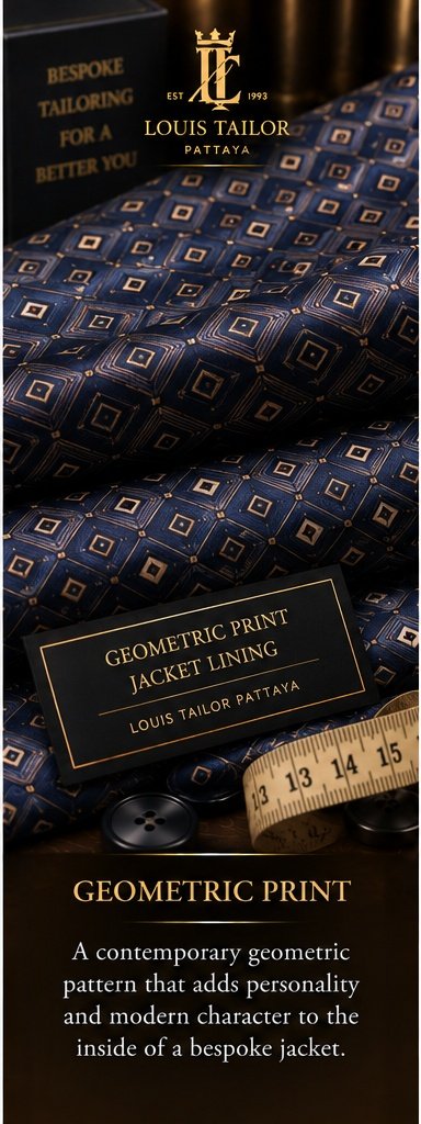 Geometric Printed Jacket Lining Fabric - Louis Tailor Pattaya