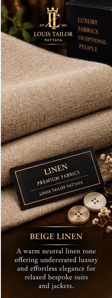 Beige Linen Suit and Jacket Fabric - Louis Tailor Pattaya