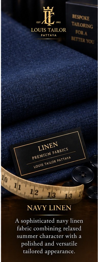 Navy Linen Suit and Jacket Fabric - Louis Tailor Pattaya