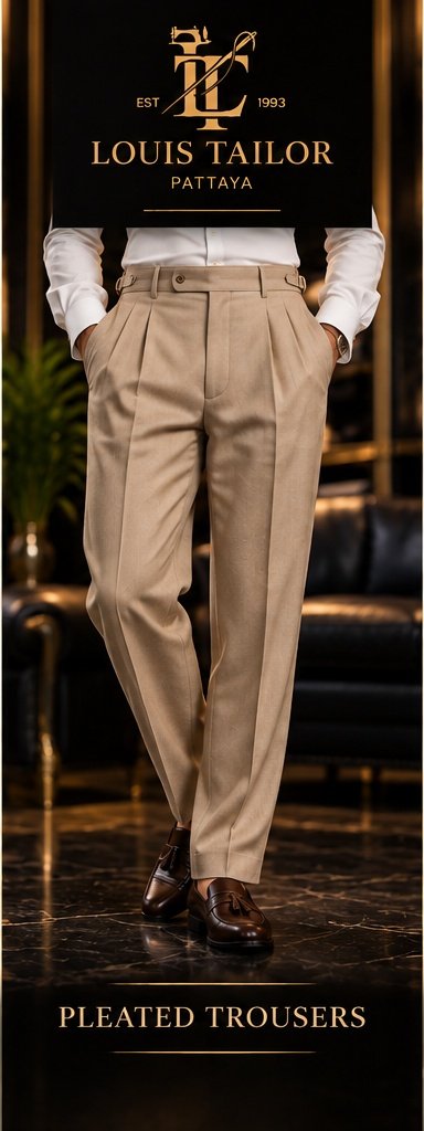 Pleated bespoke trousers tailored in Pattaya