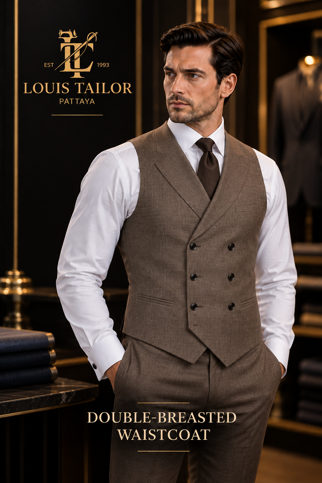Double breasted bespoke waistcoat in Pattaya