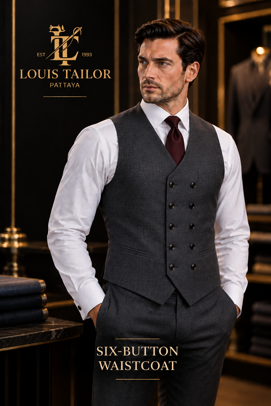 Six button formal waistcoat in Pattaya