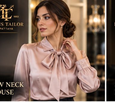 Women's bow neck blouse tailored in Pattaya