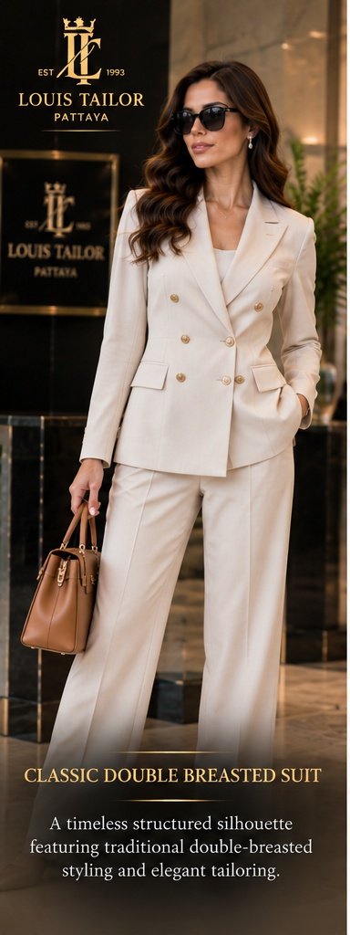 Classic Double Breasted Suit for Women - Louis Tailor Pattaya