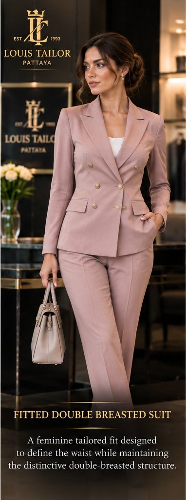 Fitted Double Breasted Suit for Women - Louis Tailor Pattaya