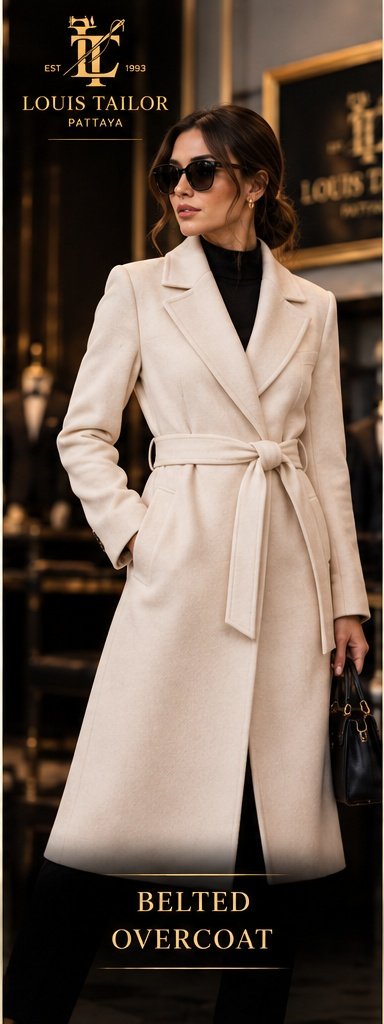 Belted women's bespoke overcoat in Pattaya