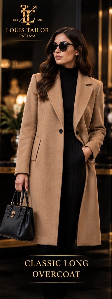 Classic women's long overcoat tailored in Pattaya