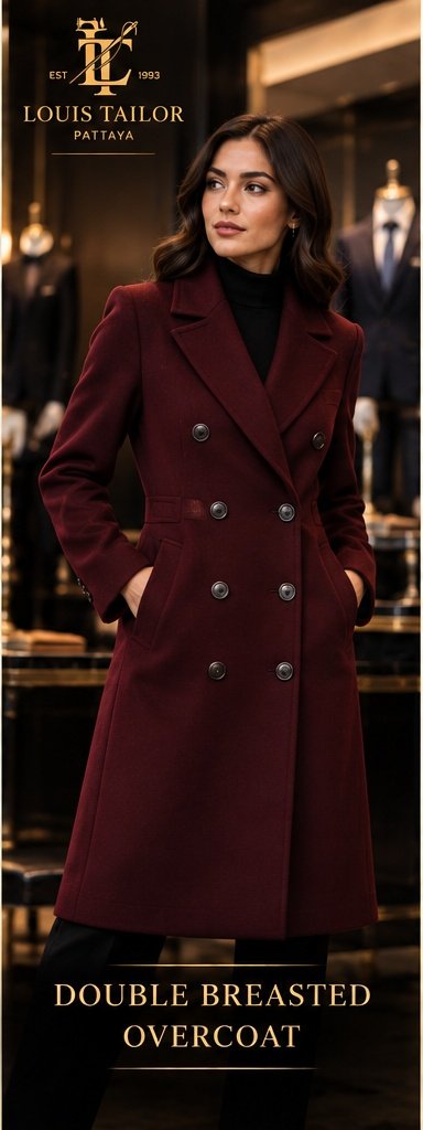 Women's double breasted overcoat tailored in Pattaya