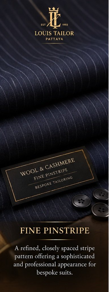 Fine Pinstripe Wool and Cashmere Suiting Fabric - Louis Tailor Pattaya